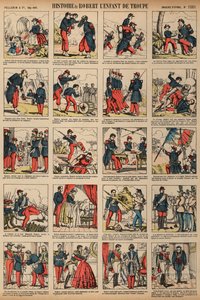 A história de Robert, o filho da tropa (gravura colorida) de French School