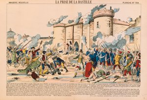 A tomada da Bastilha durante a Revolução Francesa em 14 de julho de 1789, publicada por Haguenthal, Pont-a-Mousson, 1840 de French School