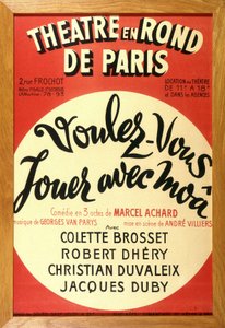 A peça de teatro "Want to play with moâ?", de Marcel Achard, no teatro em círculos de Paris. de French School