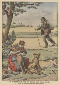 O vagabundo é a praga do campo (cor litho) de French School