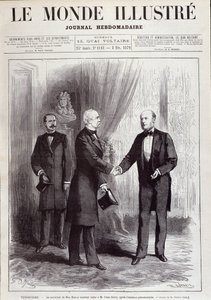 A visita de Marechal Patrice de Mac Mahon (Mac-Mahon) (1808-1893) ao Presidente Jules Grevy (1807-1891). Em "Le Monde illustrious", fevereiro de 1879. de French School
