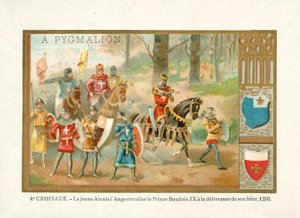 O jovem Alexios IV Angelos traz Balduíno IX, Conde de Flandres, para libertar o seu irmão, Quarta Cruzada. de French School