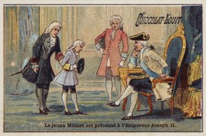O jovem Mozart é apresentado ao imperador José II de French School