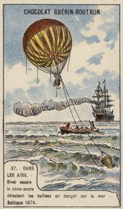 Theodore Sivel testando uma âncora de balão em forma de cone sobre o Mar Báltico de French School
