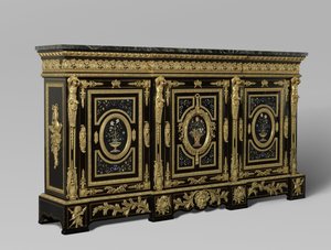Armário de três portas, c.1835-38 (madeira dourada com bronze) de French School