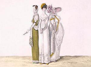 Três graças parisienses, placa 16 de le Bon Genre, c.1810 (gravura a cores) de French School