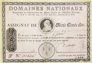 Trezentas notas de livre, 1790 (tinta sobre papel) de French School