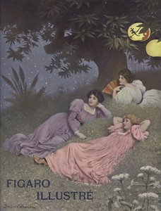 Três mulheres, reclinado, embaixo, um, árvore