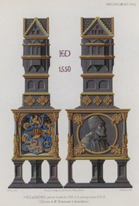 Fogão de azulejos datando de 1550 de French School