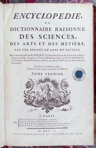 Página de título da Enciclopédia por Denis Diderot (1713-84), publicada em Paris em 1751 (ver também 157777) de French School