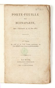 Página de título da "Carteira de Buonaparte tirada em Charleroi em 18 de Junho de 1815". de French School