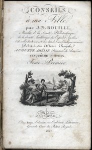 Página de título de "Dicas para a minha filha" de Jean Nicolas Bouilly (1763-1842). 1820. Colecção privada. de French School