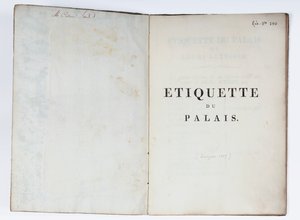 Página de título da Etiqueta du Palais, Lucca, 1805 (papel impresso) de French School