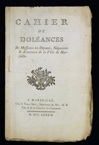 Título do Livro de Reclamações dos Deputados, Comerciantes e Armadores de Marselha, 1789 de French School