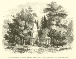 Túmulo de Sismondi, no cemitério de Chenes, perto de Genebra (gravura) de French School