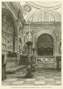 Túmulo da Rainha Anne Jagellon, na Catedral de Cracóvia (gravura) de French School