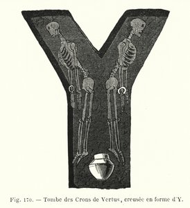 Sepulturas das Cronhas de Vertus, escavadas em forma de Y (gravura) de French School