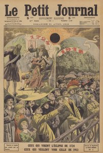 Total de eclipses solares em 1724 e 1912 (cor litho) de French School