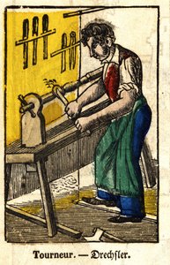 Tourneur - Séries sobre artesanato. Imagem de Epinal do século XIX de French School