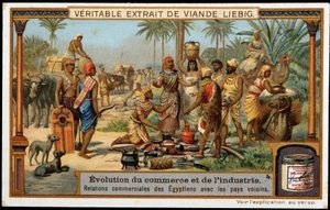 Desenvolvimento do comércio e da indústria: Relações comerciais do Egipto com os países vizinhos - Liebig Chromolithography de French School
