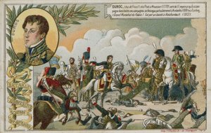 Cartão de comércio com uma imagem representando a batalha de Austerlitz de French School