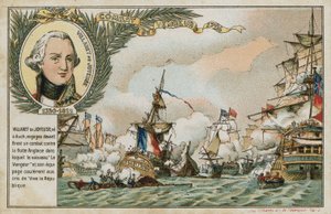Cartão de comércio com uma imagem representando o navio Vengeur du Peuple de French School