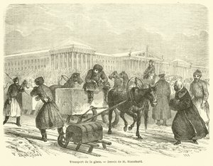Transporte de gelo (gravura) de French School