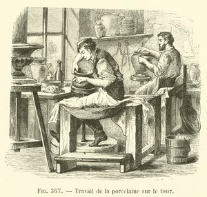 Trabalho de porcelana no torno (gravura) de French School
