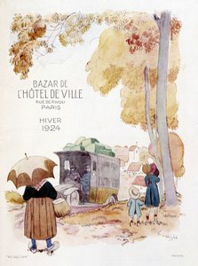 Comerciantes itinerantes no campo. Cartaz publicitário de 1924 para o Bazar de l