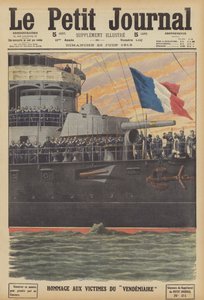 Homenagem às vítimas do naufrágio do submarino francês Vendemiaire (cor litho) de French School