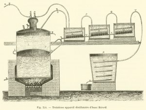 Terceiro aparelho de destilação de Isaac Berard (gravura) de French School