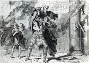Fuga de Tróia (gravura) 1864 de French School