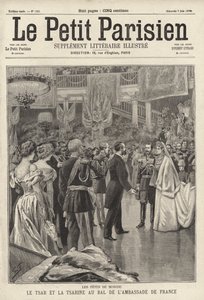 O czar Nicolau II e a czarina Alexandra assistem a um baile em sua homenagem na Embaixada da França em Moscovo após a sua coroação de French School