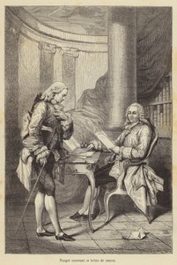 Turgot a receber a sua carta de despedimento (gravura) de French School