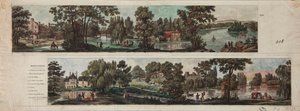 Duas vistas de Mortefontaine Park com legendas (gravura com wc no papel) de French School