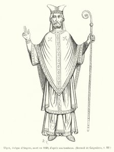 Ulger, bispo de Angers, morreu em 1149, de sua tumba (gravura) de French School