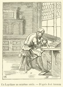 Um Lapidário no século XVI (gravura) de French School