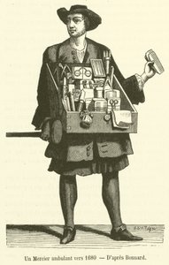 Um Mercier itinerante por volta de 1680 (gravura) de French School