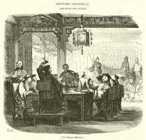 Uma refeição chinesa (gravura) de French School