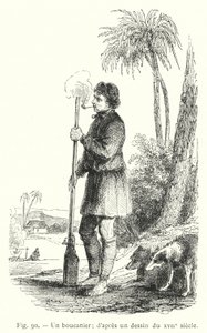 Um bucaneiro; de um desenho do século XVII (gravura) de French School