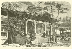 Um templo budista em Nagasaki (gravura) de French School
