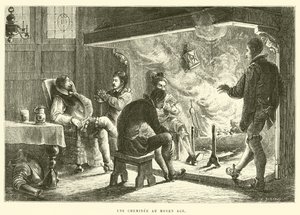 Uma lareira na Idade Média (gravura) de French School