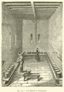 Uma leiteria na Normandia (gravura) de French School