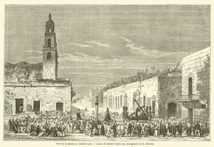Uma rua em Mérida na Sexta-feira Santa (gravura) de French School