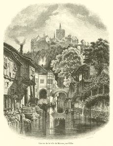 Uma rua na cidade de Meissen no Elba (gravura) de French School