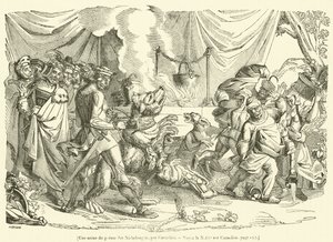 Uma cena do poema dos Niebelungen (gravura) de French School