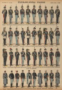 Uniformes do Exército Italiano (gravura a cores) de French School
