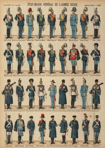 Uniformes do Exército Russo (gravura colorida) de French School