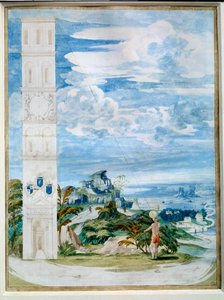 Utilização de astrolábio, instrumento astronómico: orientado para o sol. Aquarela da escola francesa do século XVI. Dim. 0,48x0,35 m. Paris, Museu do Louvre de French School