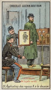 Utilização de raios X na alfândega (chromolitho) de French School
